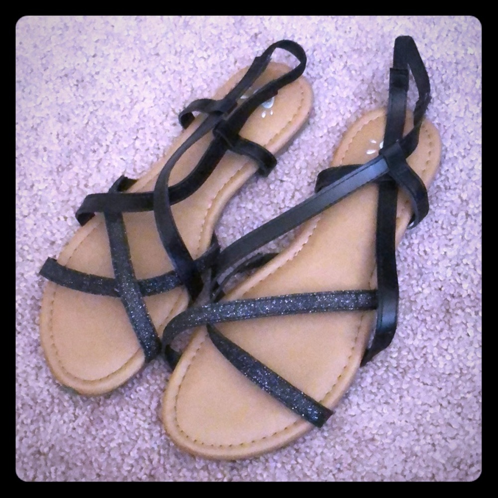 Girls Justice black sandals. Size 8